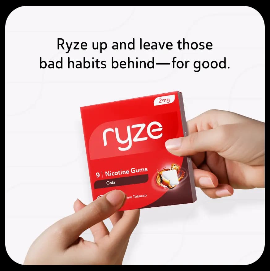 Hand holding Ryze gum mobile