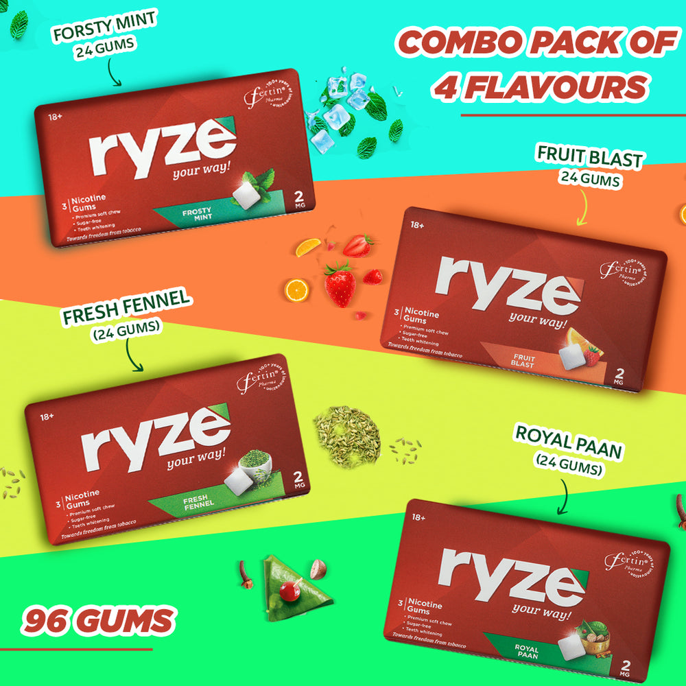 RYZE Nicotine Gums Assorted Packs (96 Gums)